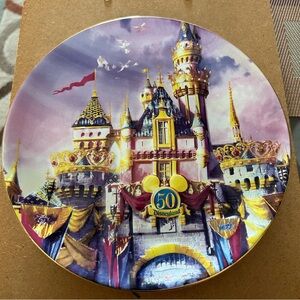 Disney Disneyland 50th anniversary Golden Castle collectors plate